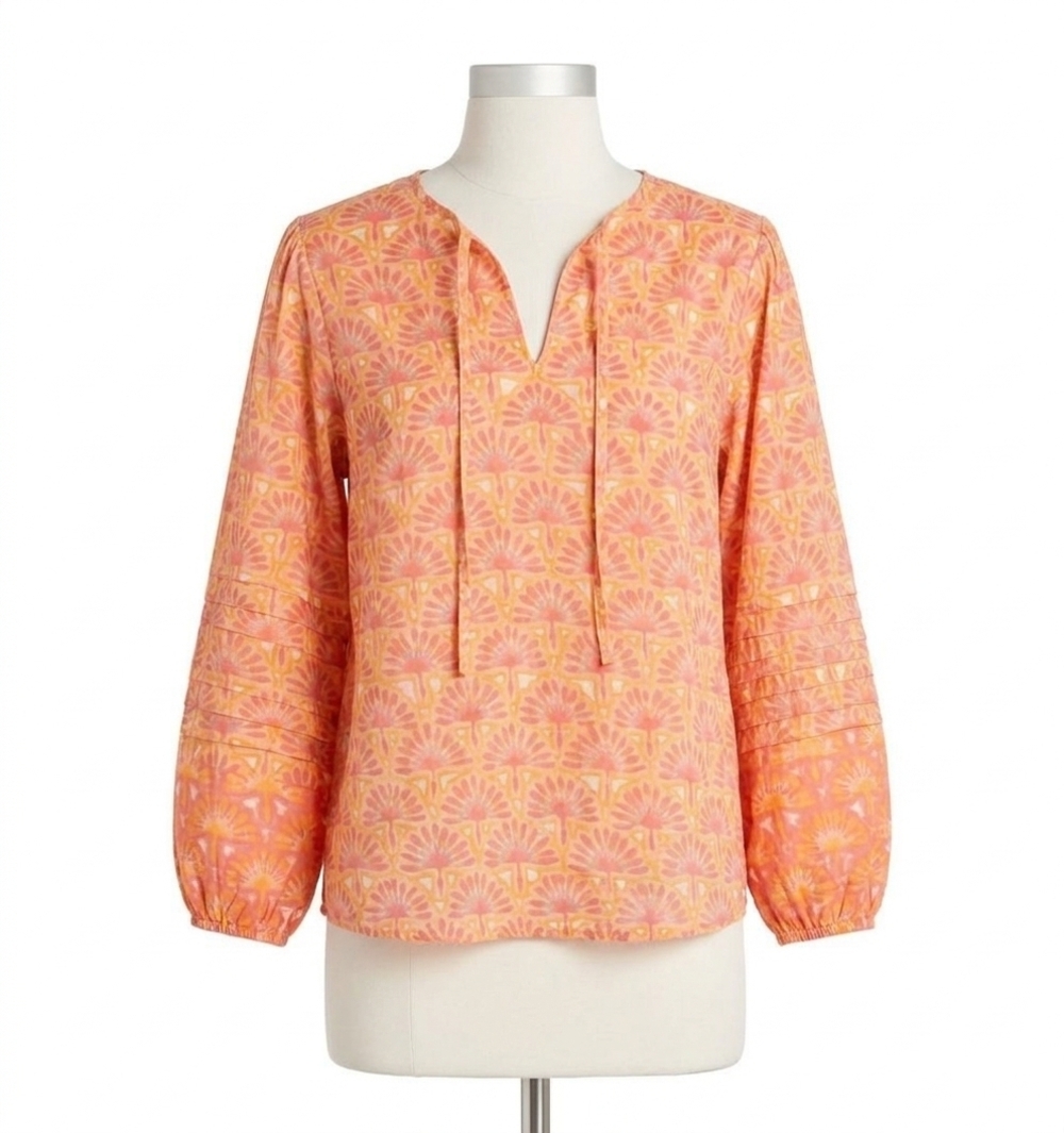 NEW NIC + ZOE susanna swan rays top in orange multi